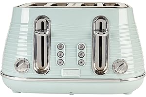 Haden Devon Eucalyptus 4 Slice Toaster - 6 Browning Settings, 4 Slice Toaster with Wide Slots, Toaster 4 Slice with Defrost, Reheat And Cancel Settings