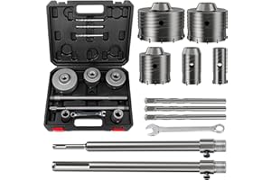 WinGluge Set di Trapano a Testa Cava 30 40 68 80 100 mm, Fresa a Tazza Carotatrice Con Adattatore SDS, per Calcestruzzo, Muratura e Cemento