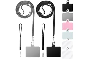 cobee Smycz do telefonu komórkowego, 2 szt. smyczy na szyję + 2 szt. paska na nadgarstek + 6 szt. zakładek na uwięzi do telefonu, nylonowa smycz crossbody, paski na nadgarstek z PCW dla ochrony przed