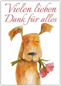 Twizler Dankeskarte Mit Hund „Thank You“ – Süße Karte Für Lehrer, Hochzeit, Kinder, 148x148 Mm, Kraftumschlag