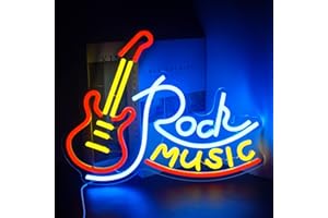 Looklight Rock Music Señales de neón para Decoración de pared Guitar Led Luces de neón USB Music Señales de luz de neón para Dormitorio Sala de juego bar estudio de musica fiesta rockera