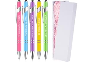 CENSEN 5 Pcs Ballpoint Pens Retractable Metal Rude Pens Black Ink Funny Sarcastic Novelty Pens with Complaining Quotes Gift Box Raffia Grass for Office School Stationery Adults Gifts (Colorful)