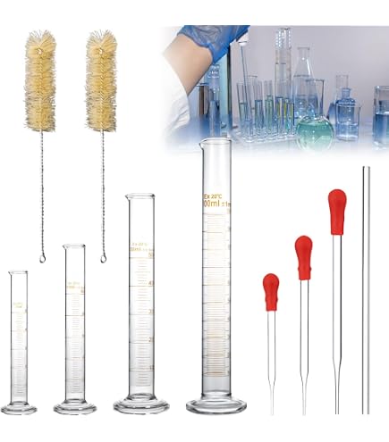 ZEEROQOLAB Kit Complet Laboratoire Verre Borosilicate – 4 Béchers, 3 Éprouvettes Graduées, 3 Erlenmeyer, Pipettes, Agitateurs & Brosse – Expériences Chimie Précises