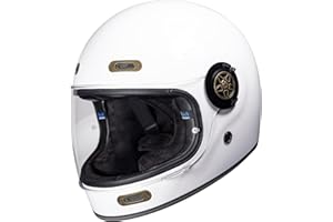 Black Orbit Motorcycle Helmet ECE 22.06 Approved Unisex Retro Vintage Custom Cruiser Cafe Racer Full Face Motorbike Bike Protective Crash Lid