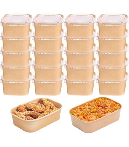 Take Way Lot De 50 Boîtes D'emballage Alimentaire Jetables En Papier Kraft, Tailles Assorties (marron, 165 X 134 X 48 Mm