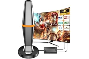 DGUPSP Antenna TV Interna, antenna tv esterno,Gamma HDTV Antenna Digitale Terrestre con Base Magnetica ed Amplificatore Segnale, Supporta 4K/1080P/VHF/UHF per Home Smart Televisione/Radio, Cavo Coassiale 3M