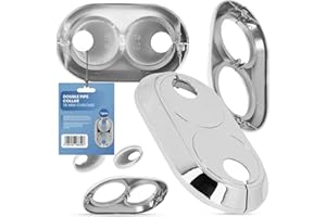INSTALGURU Roseta doble de 18 mm, cubierta de tubo de radiador doble, manguito de cromo, manguito de tubo doble, funda para tubo de calefacción, accesorios para sistemas de calefacción central