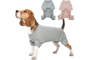 Hjumarayan Hunde Pyjama, Schlafanzug Hund OP Body Hund Stretch Body für Hund nach OP mit Beinen, Hundebody nach Kastration Rüde Hunde Body Operation Hündin, Grau XS