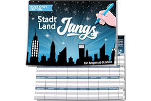 BOYATONG Stadt Land Jungs, Geschenk für Teenager Jungs ab 9 10 11 12 13 14 15 16 17 Jahre, Kartenspiel Geschenkidee für Adventskalender 2025 Jungen, Nikolaus, Weihnachten, Geburtstag, Activity Junior Spiel