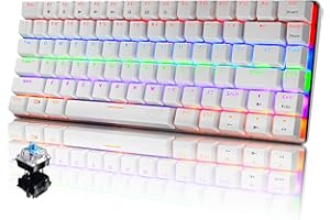 CROSS ZEBRA Tastiera Meccanica da Computer Gaming, USB Cablata 82 Tasti Anti-Ghosting Blue Switch Tastiera Gioco Arcobaleno Multicolore Illuminata Backlit, Mechanical Keyboard Compatta Ergonomica Bianco