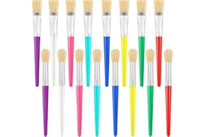 HUANGXINYU 16 Pcs Paint Brushes for Kids Paint Brushes Set, Soft Bristle Round/Flat Paintbrushes for Childrens Paintbrushes for Acrylic Paints Arts and Crafts Supplies Crafting Decorating
