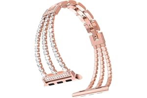 RXXR Damska bransoletka biżuteryjna do zegarka iWatch ze stali nierdzewnej, o grubości 38 mm i 40 mm, ze stali nierdzewnej, do zegarków iWatch z serii 6, 5, 4, 3, 2, 1, regulowana, z kryształowymi diamencikami, wymienna bransoletka