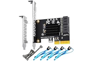 GLOTRENDS SA3234-C 4-Port PCIe X4 SATA Tarjeta de expansión con SATA y Cables de alimentación, Compatible con Windows, Linux, Mac OS, NAS
