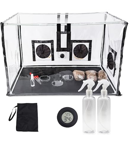 Kit De Culture De Champignons Monotub Gonflable | Tente à Champignons Tout-en-un | 46x24x28 Cm | Avec Filtres Et Pompe | Pour Culture Maison