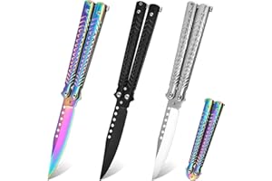 Sporgo Butterfly Knives: Butterfly Trainer, Unsharpened Blade Practice Butterfly Comb, Stainless Steel Butterfly Knife Trainer for Training Knives, Beginners, Practises Flipping Tricks (Black + White