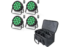 HOLDLAMP 4er 84W LED Par Strahler mit Tasche, 14 LED Bühnenlicht Partylicht RGBW 4-in-1 DMX512 Discolicht Scheinwerfer mit Fernbedienung, Beleuchtung für Stage DJ Party Show Bar Halloween Weihnachten