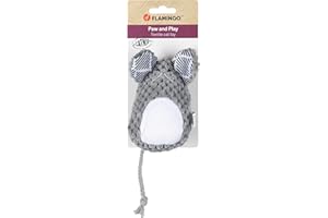 Flamingo Jouet pour Chat Mazzo Souris Grise en Peluche avec Catnip et Velours Côtelé 11,3cm