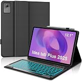 FOGARI Case with Keyboard for Lenovo Idea Tab Plus 12.1" 2025 | Spanish &Ntilde; Detachable Magnetic Bluetooth Backlit Keyboard for