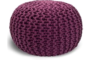 casamia Pouf Ø 55 o 45 cm, sgabello lavorato a maglia, per interni, dimensioni ø 55 cm, colore viola