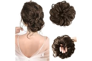 Vlasy Messy Bun Hair Piece for Women,Curly Wavy Hair Scrunchies Bun Extensions Hairpieces,Synthetic Hair Chignons Accessories Updo for Girls(6#,60g)