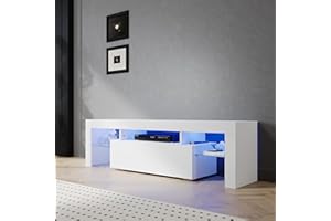 Sirhona - Mueble de TV LED blanco, banco de TV, 160 x 35 x 45 cm, iluminación LED RGB con color ajustable, capacidad de carga 30 kg, adecuado para salón o dormitorio