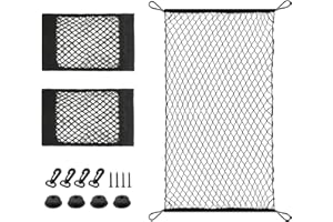 CJHZQYY Red para equipaje de coche, 3 redes para equipaje de coche, 110 x 60 cm y 2 piezas de 40 x 25 cm, elástica, con 4 ganchos, para la mayoría de tipos de vehículos, color negro