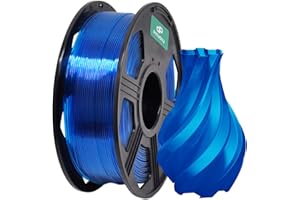 High Speed PETG Filament 1.75, Pinuotu PETG 3D Printer Filament 1.75mm Dimensional Accuracy +/- 0.02mm, 1kg Spool (2.2lbs), PETG Transparent Blue