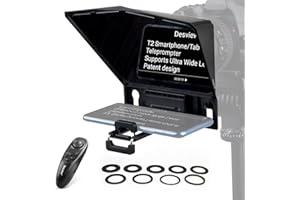 Desview T2 Teleprompter 8.3 inch, Autocue Teleprompter with Bluetooth Remote APP Control and Beam Split Glass for Smartphone/DSLR Phone Video Recording