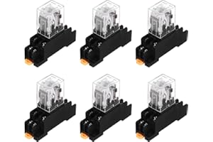 sourcing map 6Pcs DC 24V Electromagnetic Power Relay, 8-Pin 5A Power Coil Relay with LED Indicator and Socket Base DPDT 2NO 2NC - MY2NJ for Industrial, Home Appliances and DIN Rail System