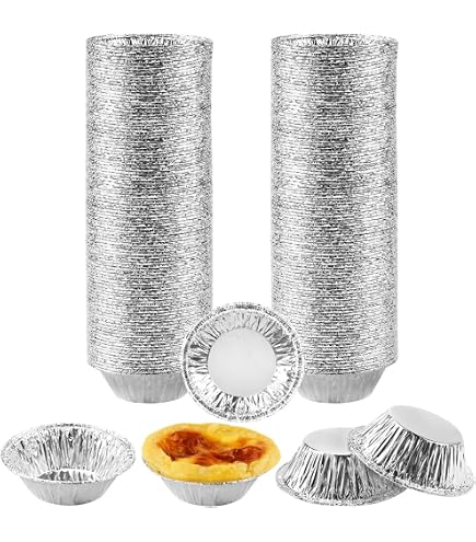 Kit De 12 Moules à Tartelettes En Aluminium - Parfait Pour Pasteis De Nata, Mini Tartes, Flans, Confiture - Diamètre 7cm