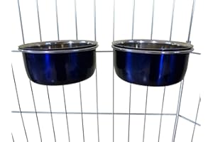 Ellie-Bo Pair of Dog Bowls For Crates, Cages or Pens and 3 Sizes (0.6Ltr Small, Blue)