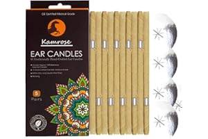 KAMROSE 10 x Ear Candles for Blocked Ears Hopi Wax Remover + 5 Protective Discs Included Ear Candles Aromatherapy 2 Unique SCENTS CE Medical Grade Double DISC Wax Filter (Brown Hopi Ear Candles)
