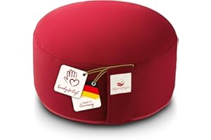 ‎NAVANGO Navango® Meditationskissen I Rundes Yogakissen handgefertigt in Deutschland I Sitzhöhe 15cm I Verdeckter Reißverschluss I 100% Dinkelspelz Füllung I Waschbarer Bezug 100% Baumwolle