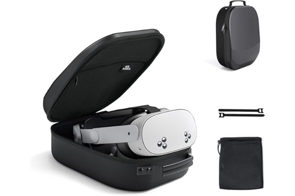 Aubika Sacoche de Transport pour Meta Quest 3S/Oculus Quest 3/Pico 4/Quest Pro/Vision Pro, Compatible avec Le Casque Elite/Battery Strfap Accessoires, Mallette de Voyage Rigide