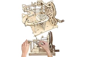 QIMEYU Generisch 3D Holz Puzzle Murmelbahn Trackball Modell Bausatz, 115 Teile, Holzpuzzle für Kinder und Erwachsene ab 10 Jahren, Mechanisch-Technisch, 5 Stahlkugeln, 1 Set, 115 Teile, 1 Puzzle
