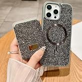 Coverzone iPhone 15 Pro ile uyumlu Kılıf Parlak Elmas Desen Taşlı MagSafe ile uyumlu Magnetik Kartlık Elegance Kapak ıphone 1