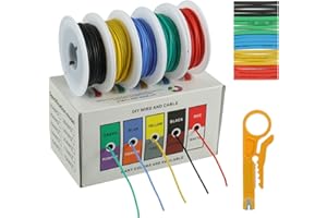 BOJACK Zestaw silikonowych kabli 26 AWG, ocynkowany drut miedziany 300 V, silikonowy przewód elektryczny, zestaw 20 węży φ3 mm (5 kolorów, 10 metrów, 26 AWG), do modeli DIY, urządzeń gospodarstwa