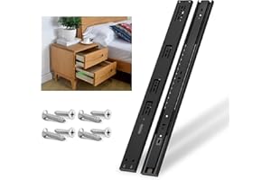 NECILO Glissières de Tiroir à Fermeture Amortie, Montage Latéral, Capacité de Charge jusqu'à 45KG, Roulements à Billes, Extension Totale en 3 Parties, 350mm, 1 Paire