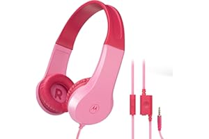 Motorola Sound JR200 - Kinder Kopfhörer mit Kabel - Lautstärkebegrenzung 85 dB mit Audio Splitter - BPA Frei - ab 3 Jahren - Rosa