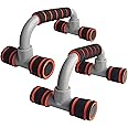 GOCART WITH G LOGO Push Up Bar Stand Pair Work Out Stand With Comfort Grip And Ergonomic Angle Foam Handles For Floor Workout Stand For Men & Women Pectorals Muscle Building Fitness Push Up Bar For Home And Gym Fitness ( Red & Grey Color )
