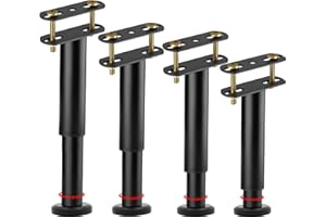 Oursouion Bed Legs Adjustable,Bed Support Leg,Retractable Heavy Duty Bed Center Frame Slat,Metal Furniture Legs Suitable for Cabinet Sofa Bed Frame Replacement Parts 4Pcs25-42cm(Large Base)