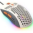 KUIYN 383 PRO M8 Ultralight Wired Gaming Mouse, Lightweight Honeycomb Shell, 6 RGB Breathing Backlit Mice, 6 Adjustable DPI 6400, USB Optical Model Aerox Mice for Win10/XP/Xbox/PS4/PS5/Mac/HP/Acer