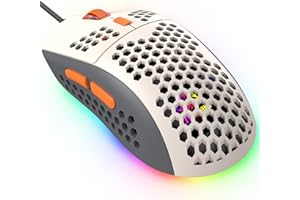 KUIYN 383 PRO M8 Ultralight Wired Gaming Mouse, Lightweight Honeycomb Shell, 6 RGB Breathing Backlit Mice, 6 Adjustable DPI 6400, USB Optical Model Aerox Mice for Win10/XP/Xbox/PS4/PS5/Mac/HP/Acer