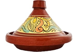 MARRAKESCH Original Tajine Marocain en Terre Cuite Chaouen Ø 30cm pour 3-5 Personnes | Plat a Tagine avec Couvercle Fait Main au Maroc | émaillé Libre de matières Toxiques pour Votre Cuisine Marocaine