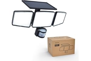 Philips Lampe de sécurité solaire Extérieur 302 LED 1200 lm, projecteur mural étanche à énergie solaire avec détecteur de mouvement PIR, 3 têtes, étanche IP65, 3 modes
