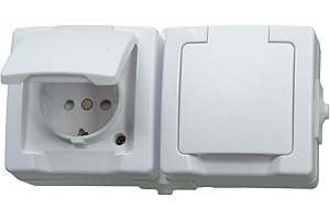 Kopp 137002003 - Juego de 2 enchufes con tapa (vertical), color blanco