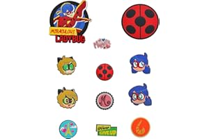 Miraculous Biedronka - Pop n' Swop 12 różnych odznaki biedronki i Cat Noir, przypinki zwykłe i XXL, kompatybilne z torebkami Pop n' Swop, torbą na ramię i plecakami (Wyncor)