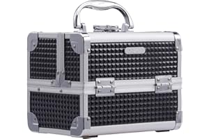 KETALIRIA Malette Maquillage Vide Malette Esthetique avec Miroir Vanity Maquillage Alu Beauty Case Verrouillable Organisateur de Maquillage Pliable, Noir