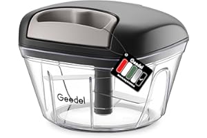 Geedel Affettatrice per cipolle, 500 ml, con cavo a corda, tritatutto manuale con lame in acciaio inox, tritatutto per verdure, cipolle, noci, aglio