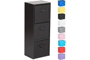 Hartleys 3 Tier Black Cube Unit - Black Storage Boxes